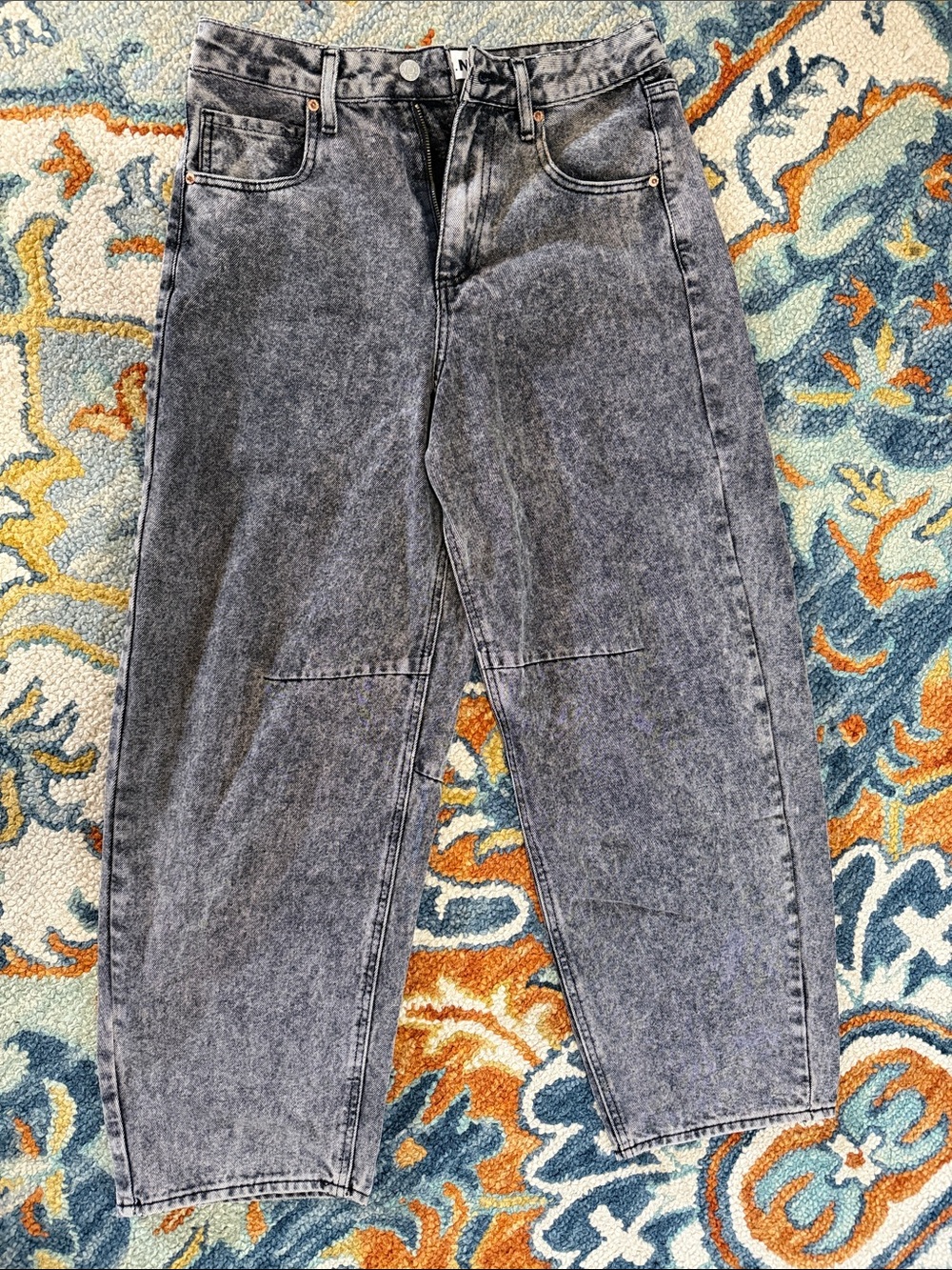 Washed Black Barrel Jeans